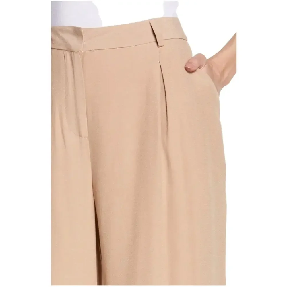 L'AGENCE Chrisley High Waist Wide Leg Pants in Cappuccino 12 NWT